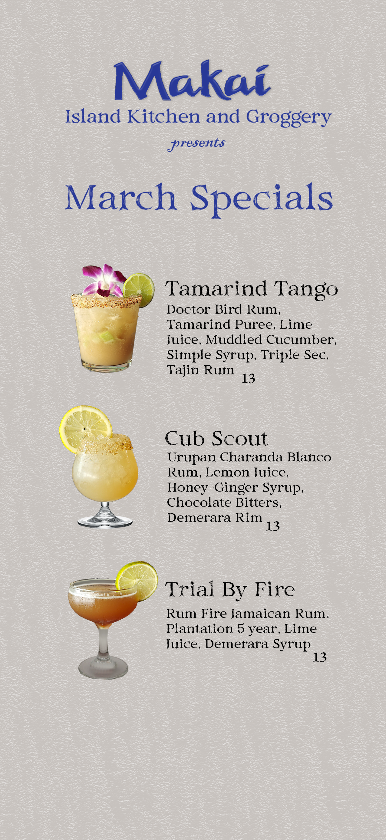 March drinks page